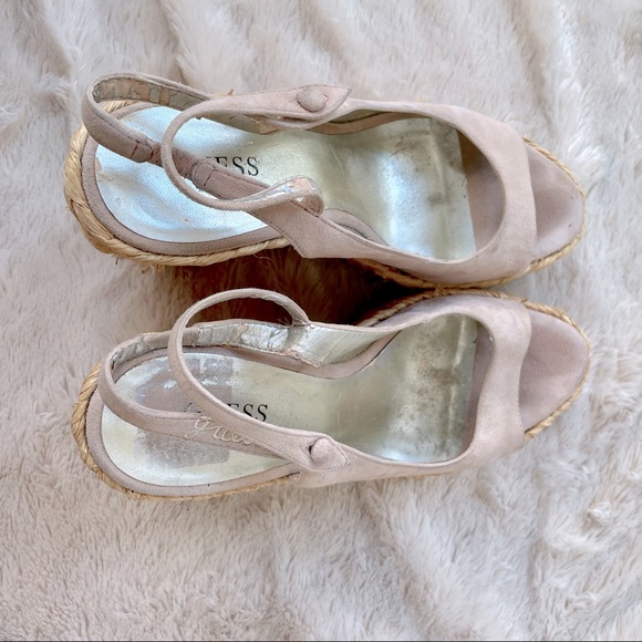 Guess sandals wedge light pink suede size 8 1/2M - Picture 10 of 10